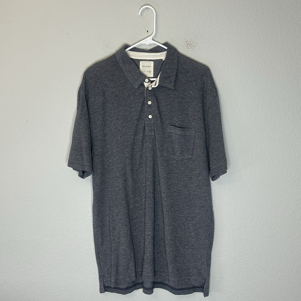 Billy Reid Pensacola Pocket Polo Shirt Mens XXL Gray Garment Dyed Fits L Slim XL